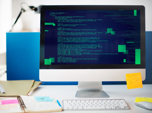 Modern abstract AI and machine learning concept image: gradient blue purple low-poly brain with neural network connections